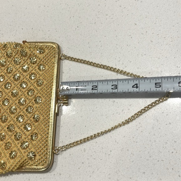 Vintage Handmade Yellow and Gold Beaded Evening Bag Made in Hong Kong - Picture 12 of 13